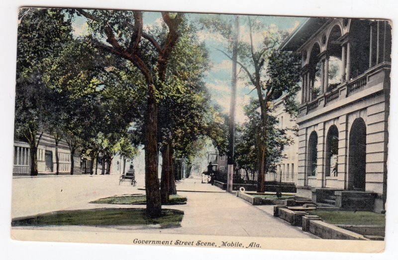 P2462, 1911 postcard horse and carriage goverment street mobile alabama