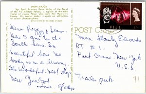 VINTAGE POSTCARD DRUM MAJOR OF THE BAND OF THE FIJI MILITARY FORCES 1960s