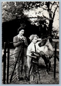 Windsor England Postcard Queen Elizabeth with Pony William c1930's RPPC Photo