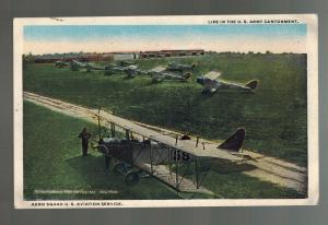 1920s Mint RPPC USA postcard Air Force Army Cantonment Base Biplane Fighter