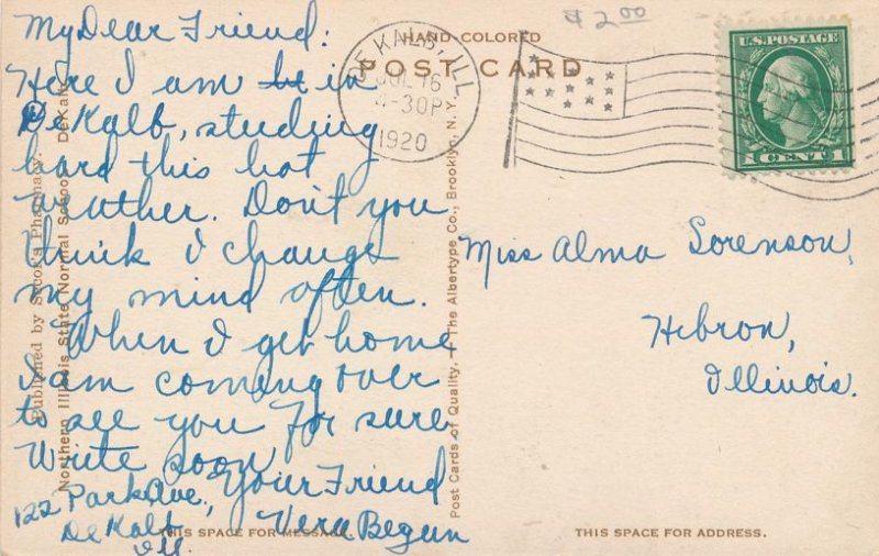 De Kalb IL - Northern Illinois State Normal School - pm 1920