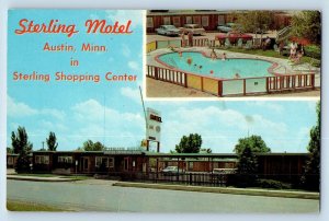 Austin Minnesota Postcard Sterling Motel Shopping Center c1960 Vintage Antique