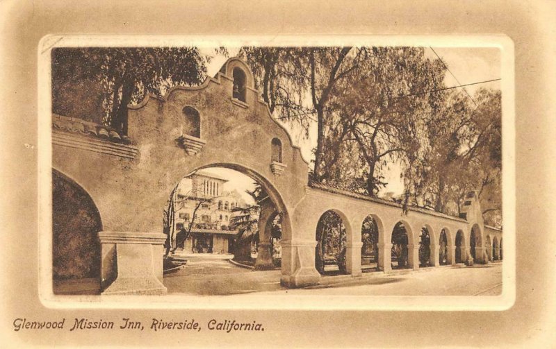 GLENWOOD MISSION INN Riverside, CA Hotel Entrance c1920s Vintage Postcard