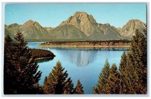 Jackson Lake Wyoming Postcard Shows A Beautiful Reflection Of Mount Moran c1960s
