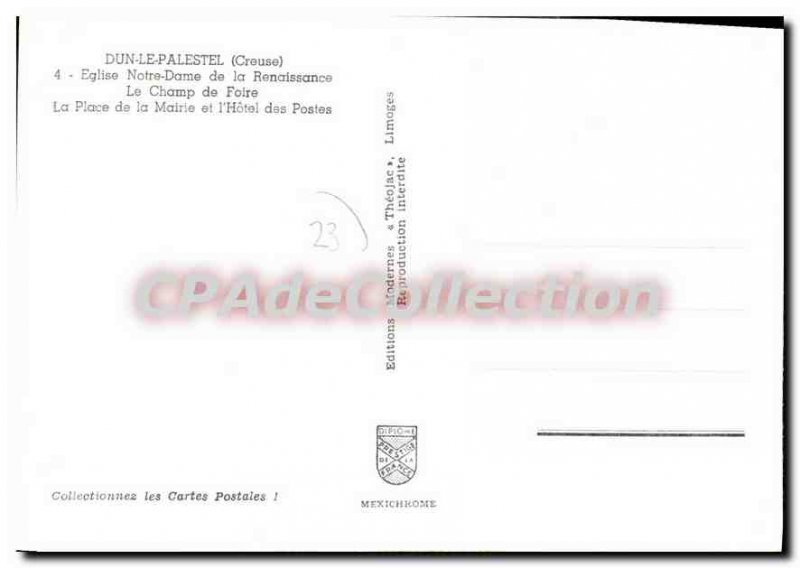 Postcard Modern DUN-LE-PALESTEL church fair town hall Post