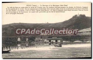 Old Postcard Sens Yonne Dam and Mount Saint Bond