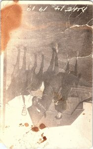 Vintage Real Photo Postcard of Cowboys with Horses 1950s