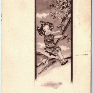 1910 Riley Little Girl Kansas City Denver Railroad Cancel Train Postcard KC A39