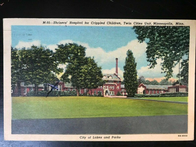 Vintage Postcard 1958 Shriners' Hospital for Crippled Children Minneapolis Minn.