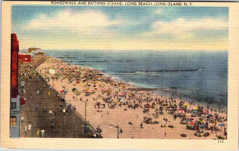 Postcard BEACH SCENE Long Island New York NY AK5503