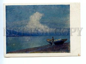 496279 1937 Kalmykov  Bay Girl by boat Vintage SFA Advertising postcard