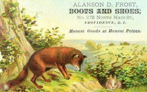 Alanson D. Frost, Boots & Shoes Providence, RI Fox After Rabbit Trade Card P63