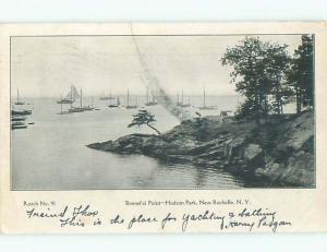 Pre-1907 SAIL BOAT SCENE AT HUDSON PARK New Rochelle New York NY n6925