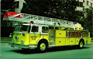 1978 Seagrave Aerial Ladder Fire Truck Monticello NY Chrome Postcard UNP