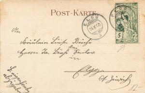Switzerland 1900 chromo litho postcard Elgg cancel UPU stamp couple lovers