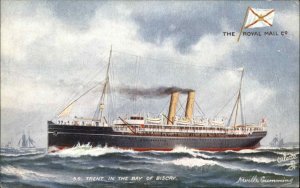 Steamship Boats Trent RMSP (Royal Mail Steam Packet) Tuckc1900s-20s Postcard