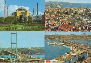 Istanbul Museum Bridge Harbour Aerial 4x Turkey Postcard s