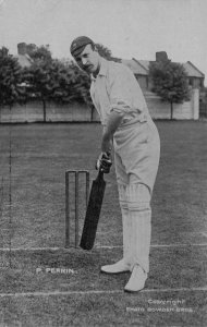 Percy Perrin Essex Cricket Club Batsman Antique RPC Postcard