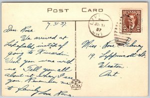 Postcard Lakefield Ontario 1937 The Canal Steamer Ferry by PECO Peterborough Co.