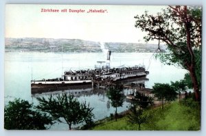 Switzerland Postcard Lake Zurich with the Steamer Helvetia c1910 Unposted