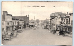 DOVER-FOXCROFT, Maine ME ~ MAIN STREET Scene c1930s Piscataquis County  Postcard