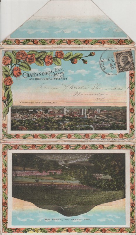 Chattanooga TN The Dynamo of Dixie Postcard Folder Postmarked 1923