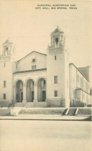 Artvue Big Spring Texas City Hall Municipal Auditorium 1930s Postcard 11039