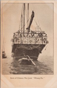 Stern of Chinese War Junk 'Whang-Ho' Ship Boat c1906 W.M Milne Postcard H24 