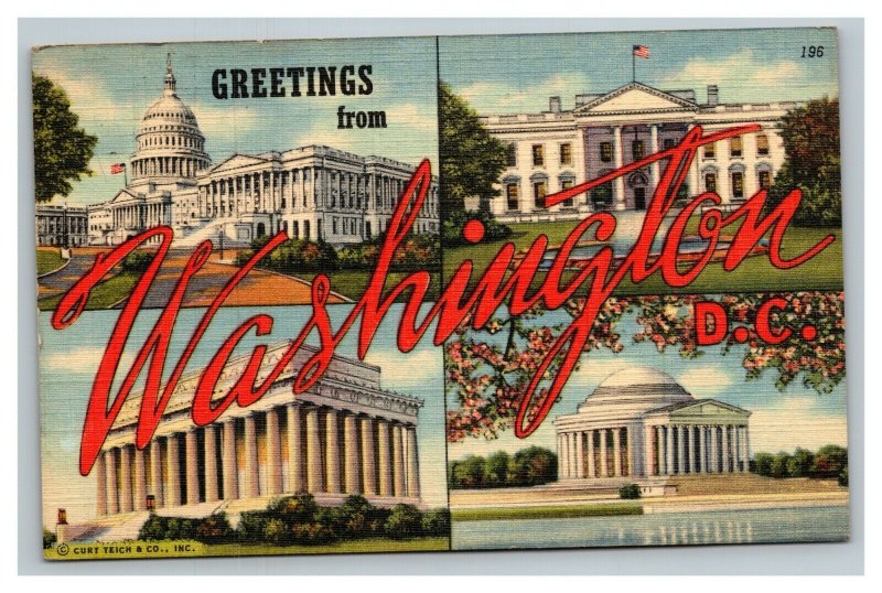 Vintage 1948 Postcard Greetings From Washington DC - Monument Views