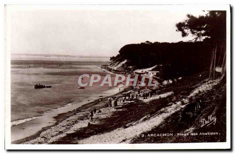 Old Postcard Arcachon Plage Des Abatilles