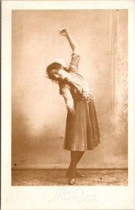 Real Photo Postcard Woman Dancer in Wood Photo Studio Chicago Illinois