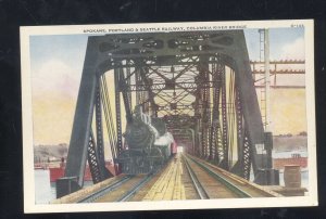 SPOKANE, PORTLAND & SEATTLE RAILWAY RAILROAD BRIDGE COLUMBIA RIVER POSTCARD