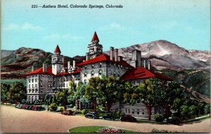 Linen Postcard Antlers Hotel in Colorado Springs, Colorado