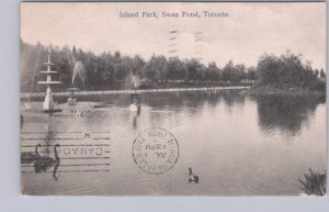 Island Park, Swan Pond, Toronto, Ontario, Antique 1908 W.G. MacFarlane Postcard