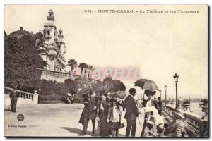 Old Postcard Monaco Monte Carlo theater and terraces