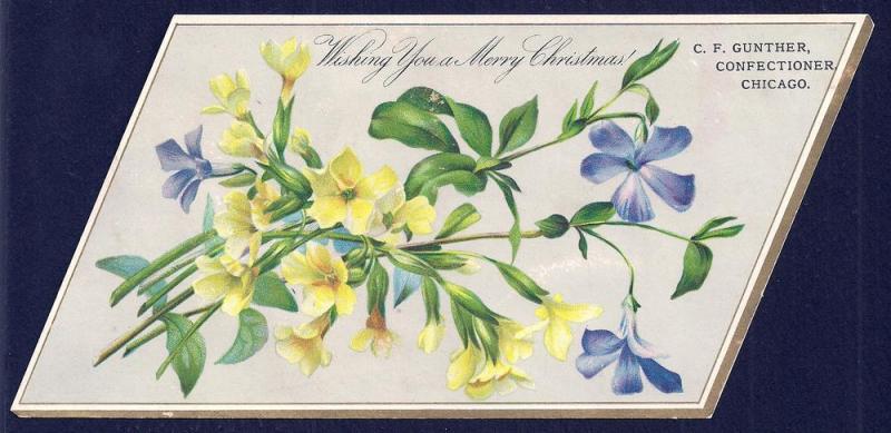 VICTORIAN TRADE CARD CF Gunther Confections Xmas Card