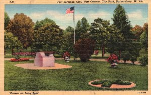 Vintage Postcard 1951 Fort Boreman Civil War Cannon City Park Parkersburg W. VA