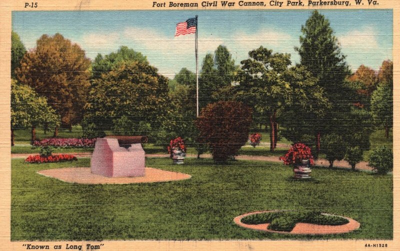 Vintage Postcard 1951 Fort Boreman Civil War Cannon City Park Parkersburg W. VA