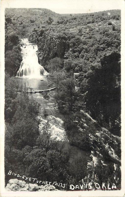 c1940 RPPC Postcard; Birdseye View Turner Falls, Davis OK Murray County Unposted