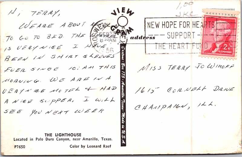 Postcard LIGHTHOUSE SCENE Amarillo Texas TX AM8111