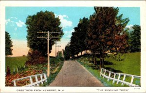 NH, New Hampshire  NEWPORT Greetings  The Sunshine Town  ca1920's  Postcard