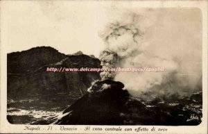 Italy Napoli italia Old Postcard Central Vesuvio he cono con effetto di neve