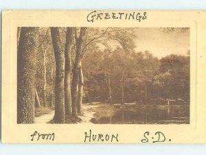 Divided-back GREETINGS FROM HURON SOUTH DAKOTA Postmarked Huron SD AD7498