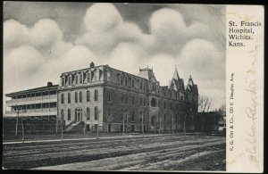 St. Francis Hospital, Wichita, Kansas. 1909 undivided back postcard. F.G. Orr