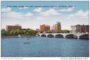 Iowa Waterloo Fifth Street Bridge And West Business District Skyline