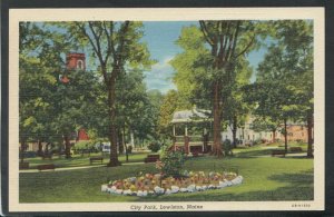 America Postcard - City Park, Lewiston, Maine   T9953