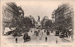 Paris, France - Le Rue du Temple & la Place de la Republique - c1904