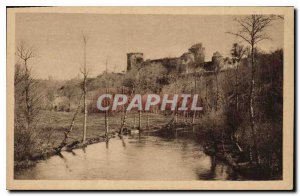 Old Postcard Ruins of Tonquedec C N The Chateau and the river Guer