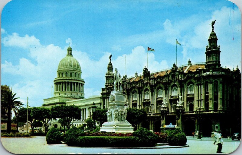 Vtg Habana Cuba Capitol Gallego Center Havana Old Chrome View Postcard