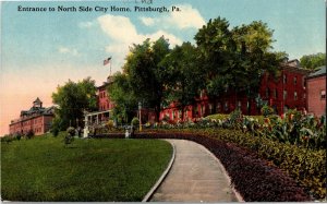 Entrance to North Side City Home, Pittsburgh PA c1914 Vintage Postcard K37